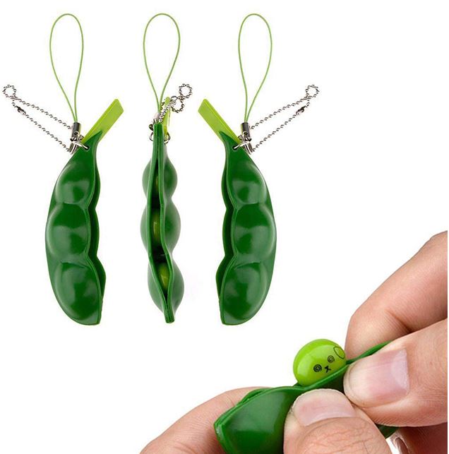 Anxiety Relief Toys Squeezed Green Soybean Keychain